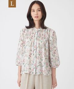 【L】【ウォッシャブル】ルーセントフラワーブラウス