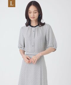 TRANS WORK (大きいサイズ) / トランスワーク (オオキイサイズ) その他トップス | 【L】【ウォッシャブル】ツイストラティスプリントブラウス