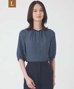 TRANS WORK (大きいサイズ) / トランスワーク (オオキイサイズ) その他トップス | 【L】【ウォッシャブル】ツイストラティスプリントブラウス