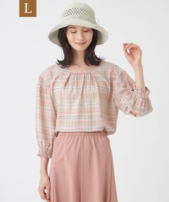 TRANS WORK (大きいサイズ) / トランスワーク (オオキイサイズ) その他トップス | 【L】【ウォッシャブル】シアーチェックプリントブラウス