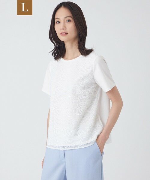 TRANS WORK (大きいサイズ) / トランスワーク (オオキイサイズ) その他トップス | 【L】【ウォッシャブル】ジョーゼットジャージカットソー（オフホワイト）