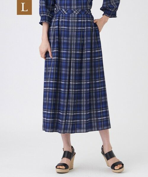 TRANS WORK (大きいサイズ) / トランスワーク (オオキイサイズ) その他パンツ | 【L】【ウォッシャブル】シアーチェックプリントパンツ(ネイビー)