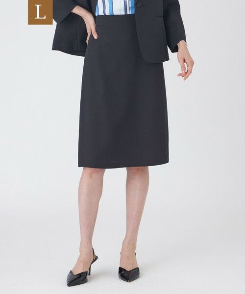 TRANS WORK (大きいサイズ) / トランスワーク (オオキイサイズ) ロング・マキシ丈スカート | 【L】【UV対策・着用しわ軽減・ウォッシャブル】エアリーコードレーンスカート（ネイビー）