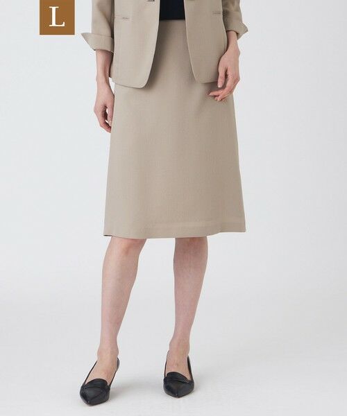 TRANS WORK (大きいサイズ) / トランスワーク (オオキイサイズ) ロング・マキシ丈スカート | 【L】【UV対策・着用しわ軽減・ウォッシャブル】エアリーコードレーンスカート（ベージュ）