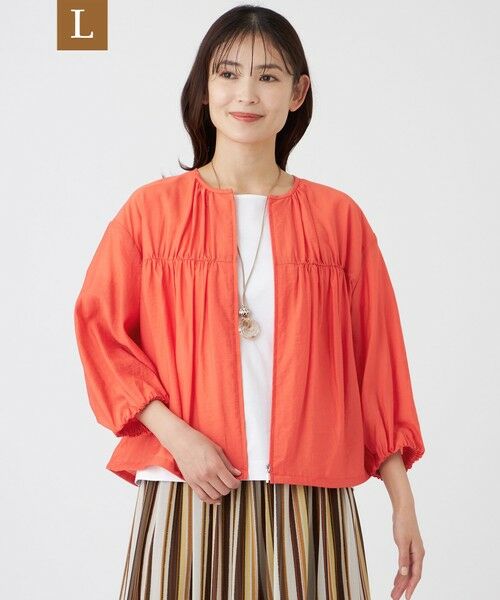 TRANS WORK (大きいサイズ) / トランスワーク (オオキイサイズ) テーラードジャケット | 【L】【ウォッシャブル】ブライトワッシャーブルゾン（レッド2）