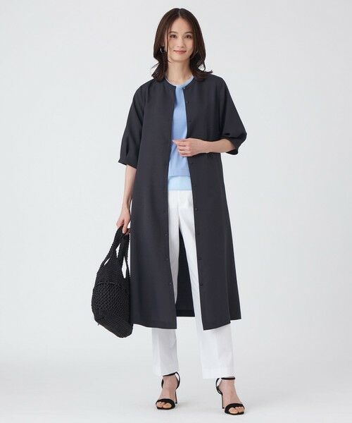 TRANS WORK (大きいサイズ) / トランスワーク (オオキイサイズ) ロング・マキシ丈ワンピース | 【L】【UV対策・着用しわ軽減・ウォッシャブル】エアリーコードレーンテーラードワンピース | 詳細1