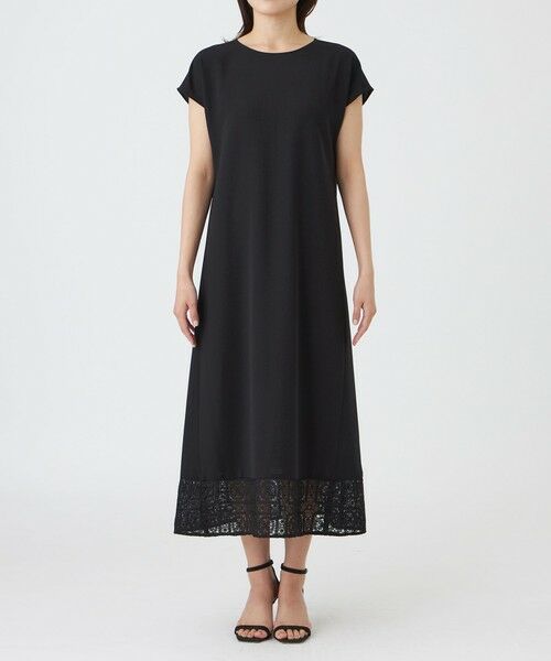 TRANS WORK (大きいサイズ) / トランスワーク (オオキイサイズ) ロング・マキシ丈ワンピース | 【L】【ウォッシャブル】クロッシュケミカルレースコンビワンピース | 詳細5