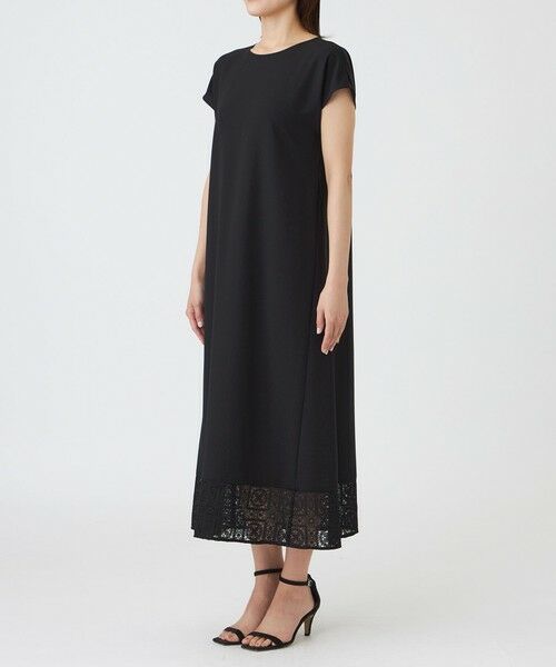 TRANS WORK (大きいサイズ) / トランスワーク (オオキイサイズ) ロング・マキシ丈ワンピース | 【L】【ウォッシャブル】クロッシュケミカルレースコンビワンピース | 詳細6