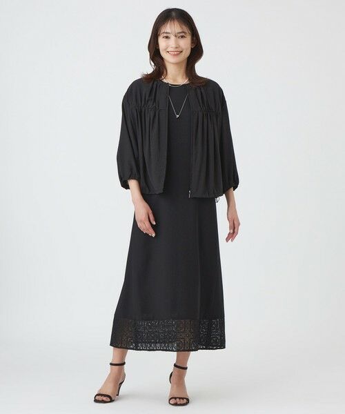 TRANS WORK (大きいサイズ) / トランスワーク (オオキイサイズ) ロング・マキシ丈ワンピース | 【L】【ウォッシャブル】クロッシュケミカルレースコンビワンピース | 詳細2