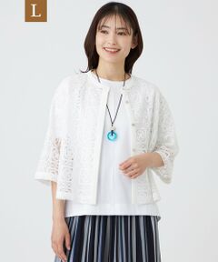 TRANS WORK (大きいサイズ) / トランスワーク (オオキイサイズ) その他トップス | 【L】【ウォッシャブル】クロッシュケミカルレースコンビブラウス