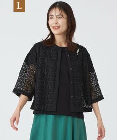 TRANS WORK (大きいサイズ) / トランスワーク (オオキイサイズ) その他トップス | 【L】【ウォッシャブル】クロッシュケミカルレースコンビブラウス