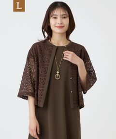 TRANS WORK (大きいサイズ) / トランスワーク (オオキイサイズ) その他トップス | 【L】【ウォッシャブル】クロッシュケミカルレースコンビブラウス