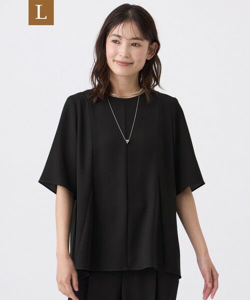 TRANS WORK (大きいサイズ) / トランスワーク (オオキイサイズ) その他トップス | 【L】【ウォッシャブル】強撚バラシャブラウス（ブラック）