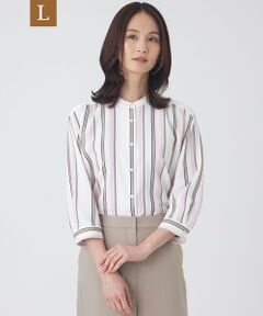 TRANS WORK (大きいサイズ) / トランスワーク (オオキイサイズ) その他トップス | 【L】【ウォッシャブル】マルチストライププリントブラウス