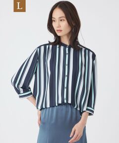 TRANS WORK (大きいサイズ) / トランスワーク (オオキイサイズ) その他トップス | 【L】【ウォッシャブル】マルチストライププリントブラウス