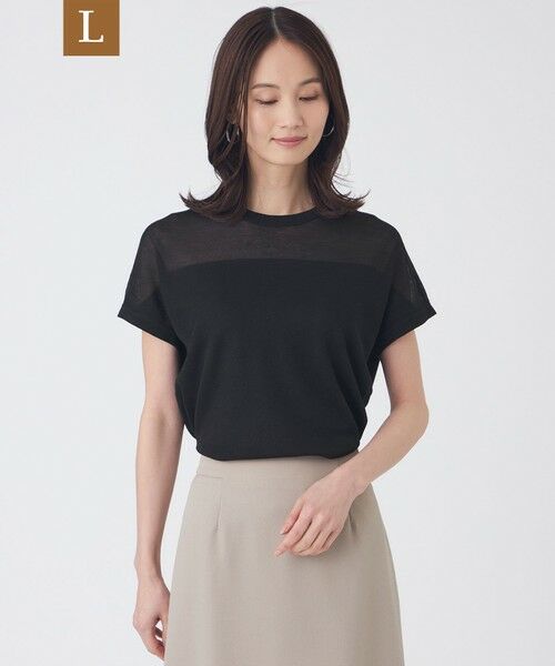 TRANS WORK (大きいサイズ) / トランスワーク (オオキイサイズ) その他トップス | 【L】【ウォッシャブル】シャイニーシアーニットプルオーバー（ブラック）