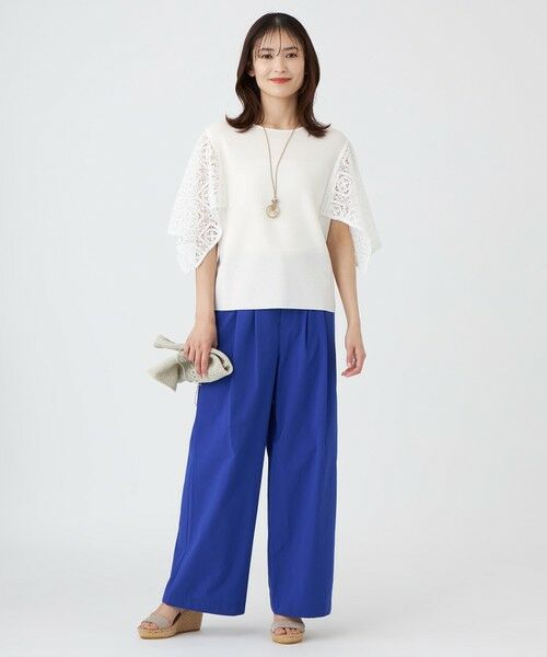 TRANS WORK (大きいサイズ) / トランスワーク (オオキイサイズ) その他トップス | 【L】【ウォッシャブル】クロッシュケミカルレースコンビニットプルオーバー | 詳細1