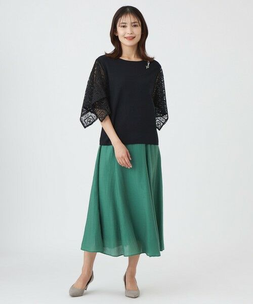 TRANS WORK (大きいサイズ) / トランスワーク (オオキイサイズ) その他トップス | 【L】【ウォッシャブル】クロッシュケミカルレースコンビニットプルオーバー | 詳細2