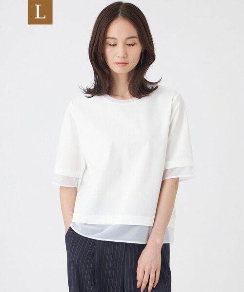 TRANS WORK (大きいサイズ) / トランスワーク (オオキイサイズ) その他トップス | 【L】【ウォッシャブル】ジョーゼットジャージカットソー（オフホワイト）