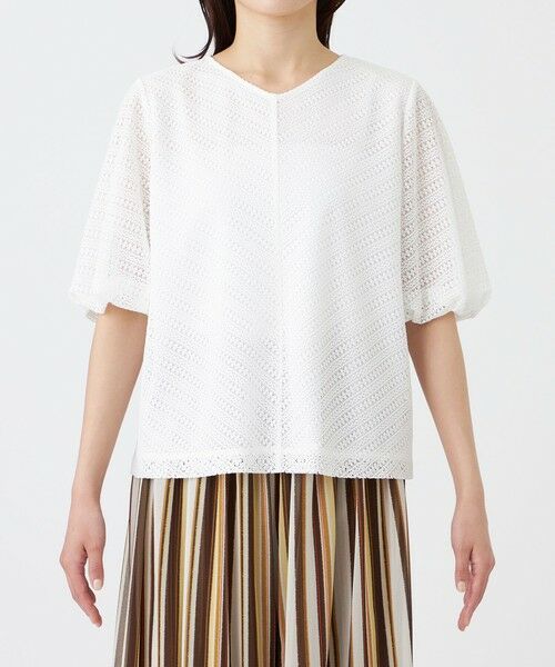 TRANS WORK (大きいサイズ) / トランスワーク (オオキイサイズ) その他トップス | 【L】【ウォッシャブル】コットンスムースレースコンビカットソー | 詳細3