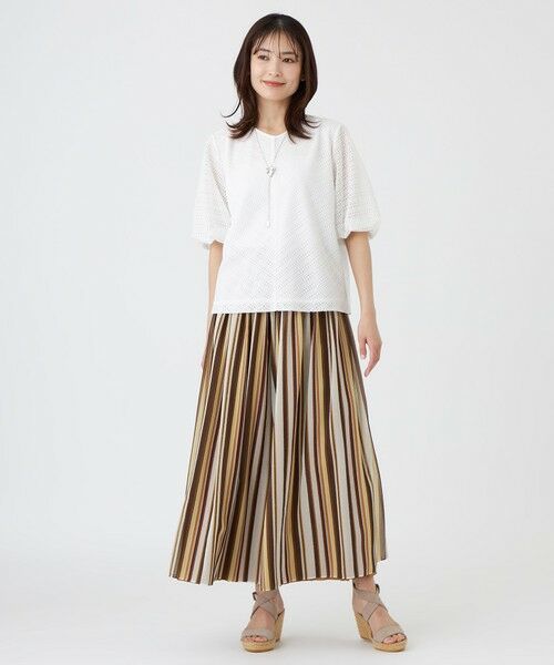 TRANS WORK (大きいサイズ) / トランスワーク (オオキイサイズ) その他トップス | 【L】【ウォッシャブル】コットンスムースレースコンビカットソー | 詳細1