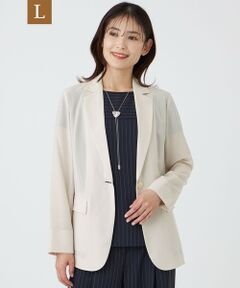 TRANS WORK (大きいサイズ) / トランスワーク (オオキイサイズ) テーラードジャケット | 【L】【防しわ(着用じわ)・ウォッシャブル】アセテートオーガンジージャケット