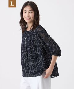 TRANS WORK (大きいサイズ) / トランスワーク (オオキイサイズ) その他トップス | 【L】【ウォッシャブル】オパールボタニカルプリントブラウス