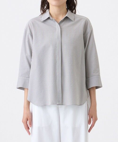 TRANS WORK (大きいサイズ) / トランスワーク (オオキイサイズ) その他トップス | 【L】【ウォッシャブル・吸水速乾・吸水速乾・防しわ】サッカーブラウス | 詳細3