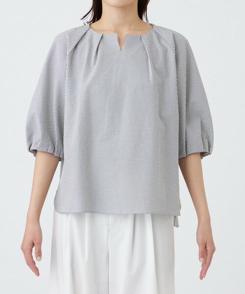 TRANS WORK (大きいサイズ) / トランスワーク (オオキイサイズ) その他トップス | 【L】【ウォッシャブル・吸水速乾・防しわ】サッカーブラウス | 詳細5