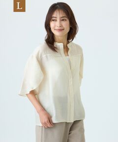 TRANS WORK (大きいサイズ) / トランスワーク (オオキイサイズ) その他トップス | 【L】【予約販売】【ウォッシャブル】パウダーシアーブラウス
