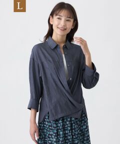 TRANS WORK (大きいサイズ) / トランスワーク (オオキイサイズ) その他トップス | 【L】【ウォッシャブル】ブライトシャンブレーブラウス