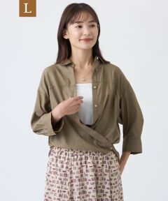TRANS WORK (大きいサイズ) / トランスワーク (オオキイサイズ) その他トップス | 【L】【ウォッシャブル】ブライトシャンブレーブラウス
