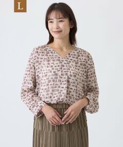 TRANS WORK (大きいサイズ) / トランスワーク (オオキイサイズ) その他トップス | 【L】【ウォッシャブル】リブロ機何プリントブラウス