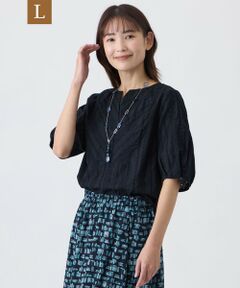 TRANS WORK (大きいサイズ) / トランスワーク (オオキイサイズ) その他トップス | 【L】【接触冷感・ウォッシャブル】幾何エンブロイダリーレース×スムースカットソー