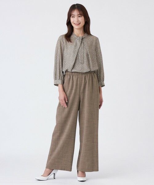 TRANS WORK (大きいサイズ) / トランスワーク (オオキイサイズ) その他トップス | 【L】【ウォッシャブル】ランダムスクエアジョーゼットプリントブラウス | 詳細1