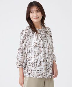 TRANS WORK (大きいサイズ) / トランスワーク (オオキイサイズ) その他トップス | 【L】【ウォッシャブル】シティースケーププリントブラウス