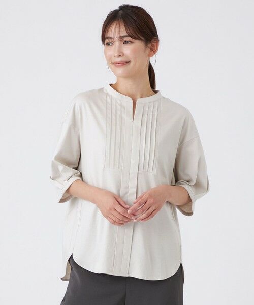 TRANS WORK (大きいサイズ) / トランスワーク (オオキイサイズ) その他トップス | 【L】【ウォッシャブル】60/-コットンスムースカットソー（ベージュ）