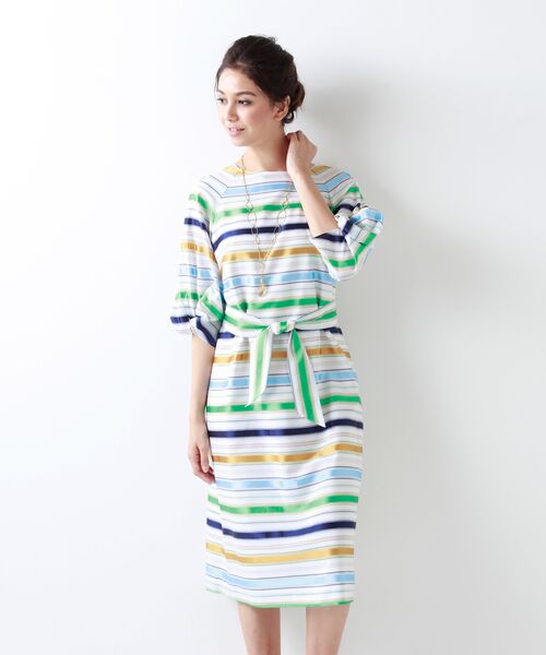 セール Italy Fabric ウォッシャブル コントラストボーダーワンピース ロング マキシ丈ワンピース Trans Work トランスワーク ファッション通販 タカシマヤファッションスクエア