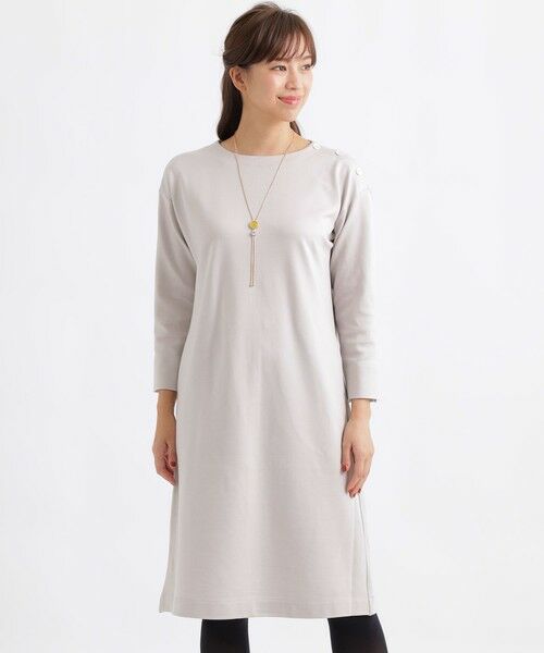 TRANS WORK / トランスワーク ロング・マキシ丈ワンピース | 【ウォッシャブル】ストレッチポンチワンピース(グレー2)