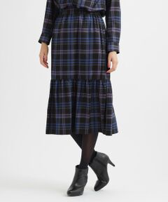 TRANS WORK / トランスワーク ロング・マキシ丈スカート | 【セットアップ対応】【ウォッシャブル】ボタニーチェックティアードスカート