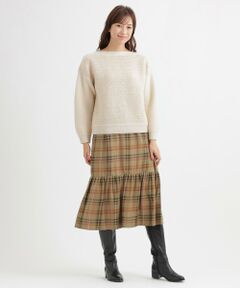 TRANS WORK / トランスワーク ロング・マキシ丈スカート | 【セットアップ対応】【ウォッシャブル】ボタニーチェックティアードスカート