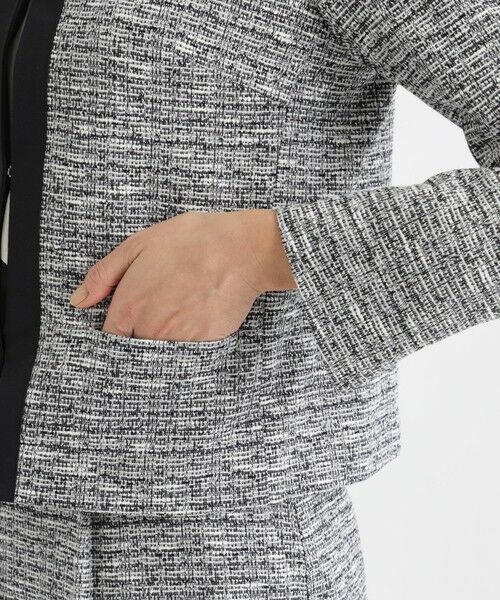 TRANS WORK / トランスワーク ノーカラージャケット | 【セットアップ対応】【美シリーズ】【ウォッシャブル】ツィードジャージノーカラージャケット | 詳細8