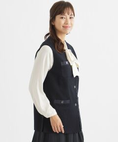 TRANS WORK / トランスワーク ノーカラージャケット | 【セットアップ対応】【美シリーズ】【ウォッシャブル】ツィードジャージロングジレ