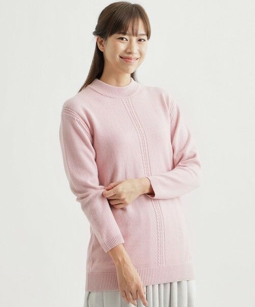 TRANS WORK / トランスワーク ニット・セーター | コースゲージモックネックニット(ピンク5)