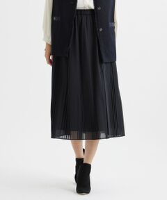 TRANS WORK / トランスワーク ロング・マキシ丈スカート | 【ウォッシャブル】ニットオーガンジープリーツスカート