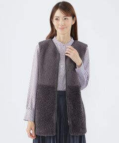 TRANS WORK / トランスワーク ノーカラージャケット | ポリエステルクリンプボアジレ