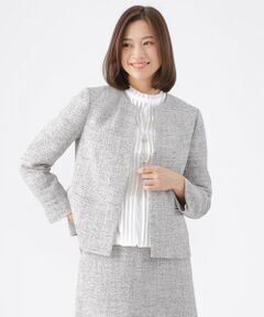 TRANS WORK / トランスワーク ノーカラージャケット | 【美シリーズ】【ウォッシャブル】【セットアップ対応】カラミファンシーツイードノーカラージャケット