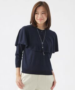 【新品未使用】トランスワーク　ネイビー 半袖トップス レース装飾 新品未使用】トランスワーク ネイビー 半袖トップス レース装飾