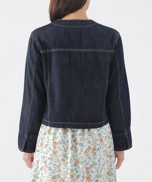 TRANS WORK / トランスワーク ノーカラージャケット | 【ウォッシャブル】ブレンドデニムノーカラーブルゾン | 詳細4