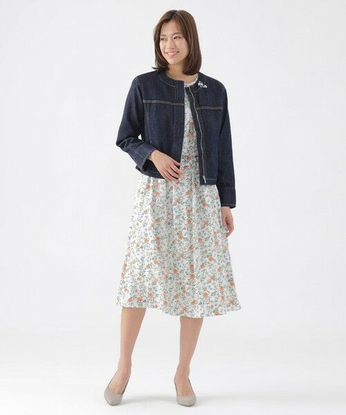 TRANS WORK / トランスワーク ノーカラージャケット | 【ウォッシャブル】ブレンドデニムノーカラーブルゾン | 詳細1